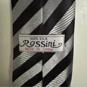 Elegant Black and Silver Silk Men’s Tie Classic Length 3” Wide